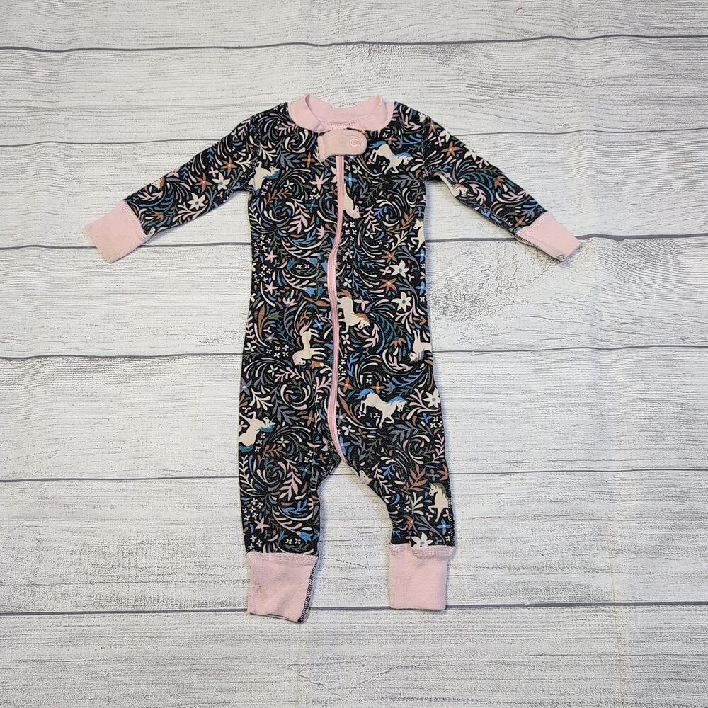 3/6m Hanna ANdersson Floral Unicorn Zip Sleeper